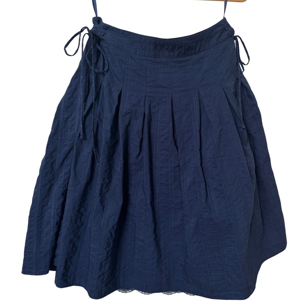 Florence + Fred Navy Blue Pleated A-Line Skirt Lace Up Womens 10 Ren Faire Y2K